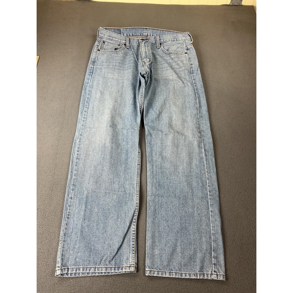 Levis 569 Jeans Mens 33x32 Light Wash Blue Straight Relaxed Denim Zip Fly